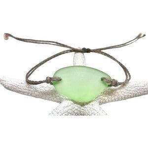 Sea Foam Sea Glass Adjustable Bracelet-Made From Recycled Glass-Light Blue Free